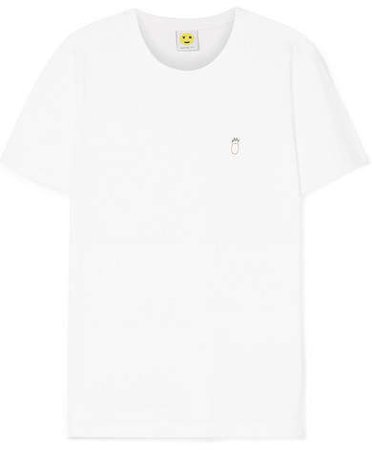 YEAH RIGHT NYC - Embroidered Organic Cotton-jersey T-shirt - White