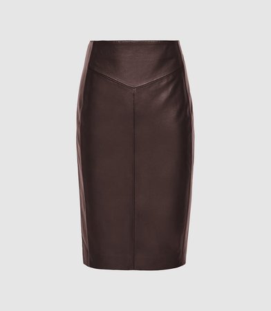 Megan Berry Leather Pencil Skirt – REISS