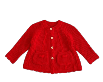 Red Baby Girl's Cardigan, Knit Baby Sweater, Baby Girl Clothes, Knit Baby Cardigan, Baby Outerwear, Baby Christmas Clothes, Baby Gift