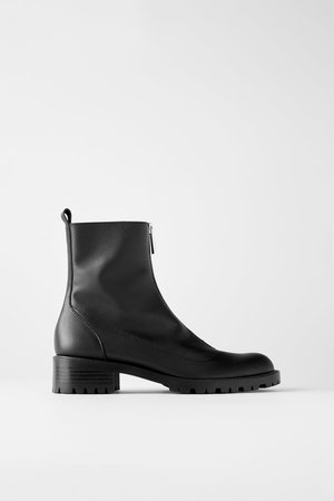 LEATHER ANKLE BOOTS WITH LUG SOLES - BEST SELLERS-WOMAN | ZARA United States black