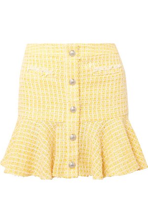 Veronica Beard Ruffled checked bouclé-tweed mini skirt