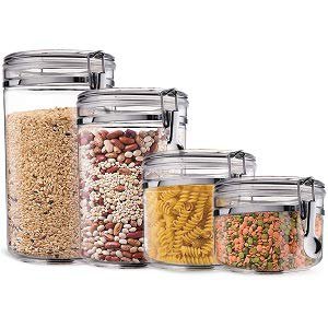 Food Storage containers canister set - Cereal Container Set of 4 Air Tight Canisters with lids for the dry flour coffee rice acrylic plastic clear glass airtight cannister sets for kitchen pantry organizer jar: Amazon.ca: Home & Kitchen