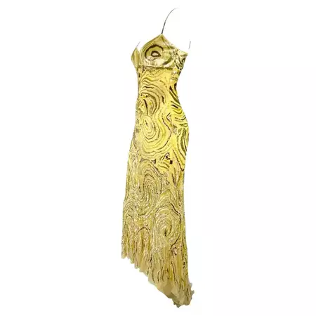 S/S 1997 Valentino Garavani Runway Naomi Abstract Organic Form Sequin Gown For Sale at 1stDibs