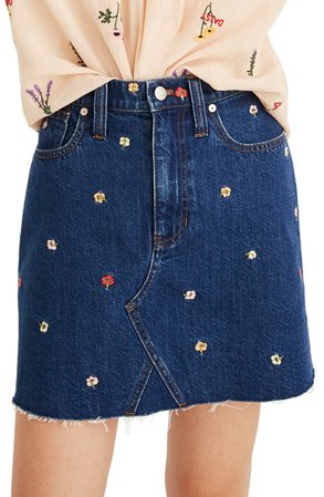 Madewell Confetti Floral Denim Miniskirt | Nordstrom