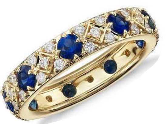Sapphire Gold Ring with Diamonds