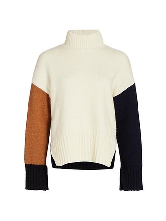 Frame Colorblocked Turtleneck Sweater | SaksFifthAvenue