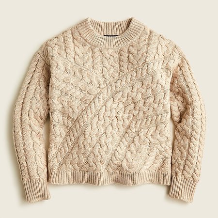 J.Crew: Curved Cable-knit Sweater For Women