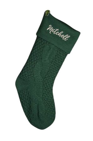 Emerald Cozy Cable Knit Personalized Christmas Stocking