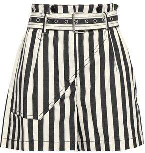 Belted Striped Cotton-canvas Shorts