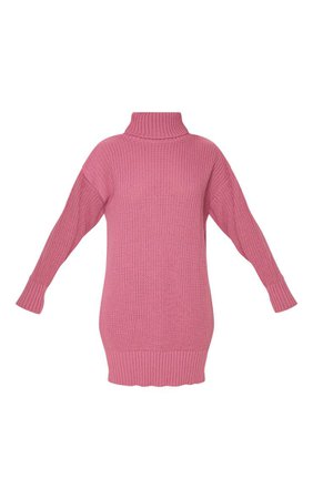 Rose Oversized High Neck Knitted Dress | PrettyLittleThing USA