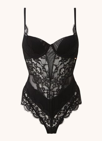 *clipped by @luci-her* Black Lace Bodysuit Lingerie