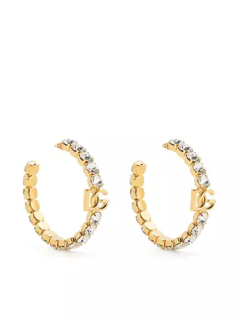 Shop Dolce & Gabbana DG crystal-embellished hoop earrings with Express Delivery - FARFETCH