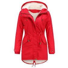 Women's Hooded Coats Winter Warm Fleece lined Parka Jackets Puffer Fur red Coat - Google Search
