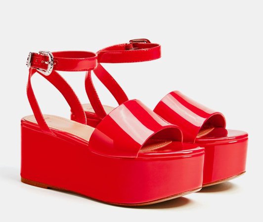 red flatform sandals