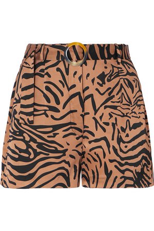De La Vali | Kid belted tiger-print satin shorts | NET-A-PORTER.COM