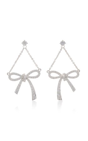 Silver-Tone Crystal Bow Earrings by FALLON | Moda Operandi