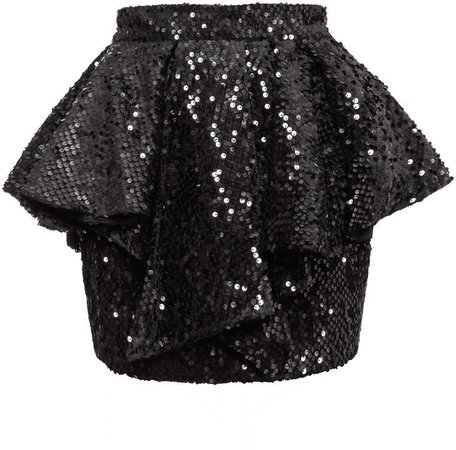 Sequin-Embellished Ruffled Mini Skirt