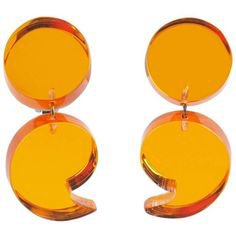 Preowned Oversized Neon Orange Lucite Dangle Clip Earrings By Harriet... ($265) ❤ liked on Polyvore featuring jewelry, earrings, orange, dangle earrings, lucite earrings, long dangle earrings, orange earrings and clip on earrings