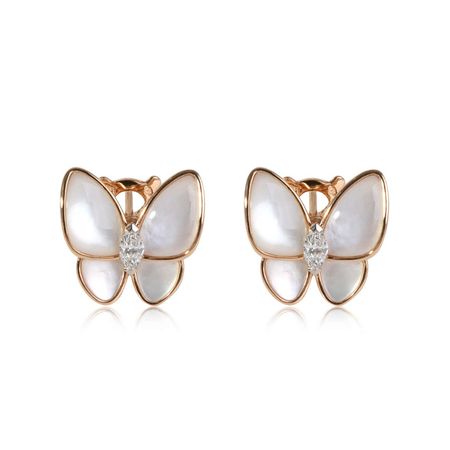 Van Cleef and Arpels Butterfly Mother of Pearl Diamond Earrings