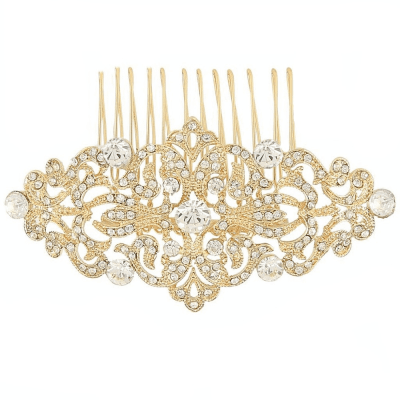Gold vintage crystal wedding hair comb - TiarasAndTeirs