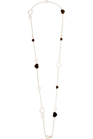 Chopard | Happy Hearts 18-karat rose gold, diamond and onyx necklace | NET-A-PORTER.COM