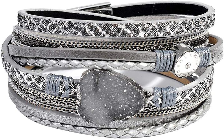 Amazon.com: Leather Wrap Bracelet for Women - Handmade Clasp Bangle Bracelet with Pearl Beads Crystal Wristbands Jewelry Gift for Sisters, Teen Girls and Mother: Clothing, Shoes & Jewelry