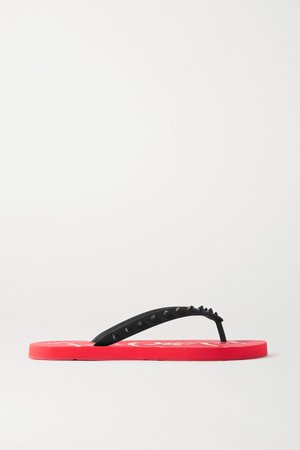 Donna Spiked Rubber Flip Flops - Black