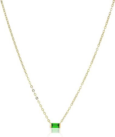 Amazon.com: 18K Yellow Gold Plated Sterling Silver Baguette Cut Green Cubic Zirconia Pendant Necklace, 18" : Clothing, Shoes & Jewelry