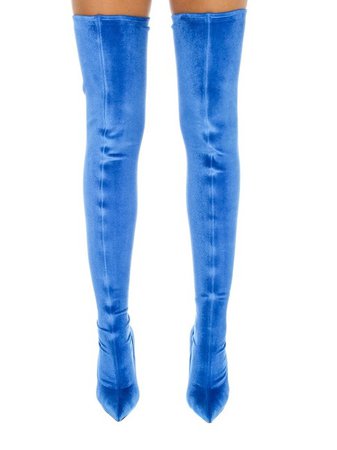 Balenciaga Bright Blue Velvet Knife Thigh High Boots/Booties Size EU 38.5 (Approx. US 8.5) Regular (M, B) - Tradesy