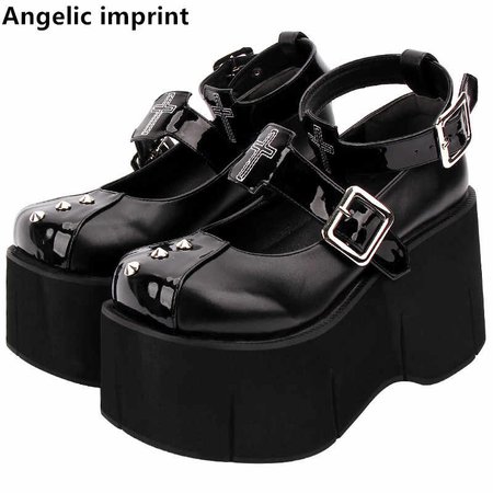 Angelic imprint woman mori girl lolita cosplay punk shoes lady high heels wedges Pumps women dress party shoes Horseshoe sole 47| | - AliExpress