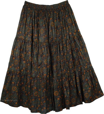 Dark Sienna XL Long Skirt | Green | XL-Plus
