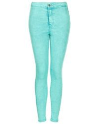 Lyst - Topshop Turquoise Acid Joni Jeans in Green