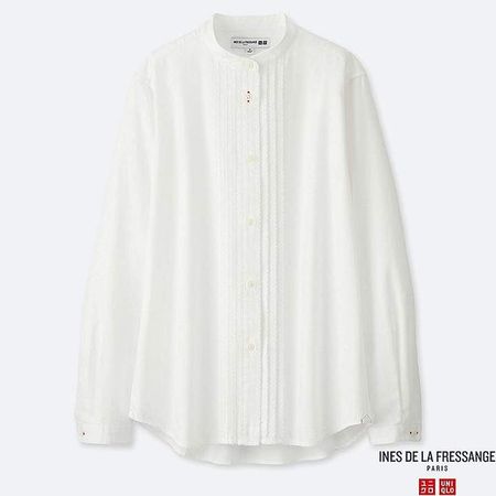 Women's Cotton Twill Pintuck Long-sleeve Shirt (ines De La Fressange)