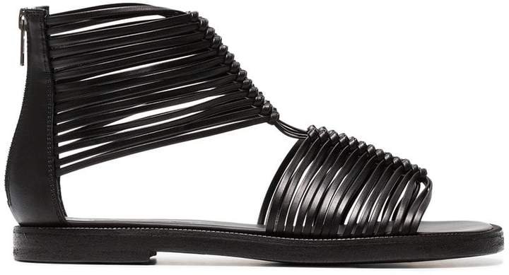 Black 20 multi strap leather sandals