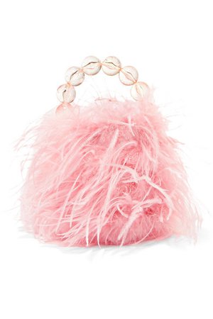 Vanina | Inagua faux pearl and feather tote | NET-A-PORTER.COM