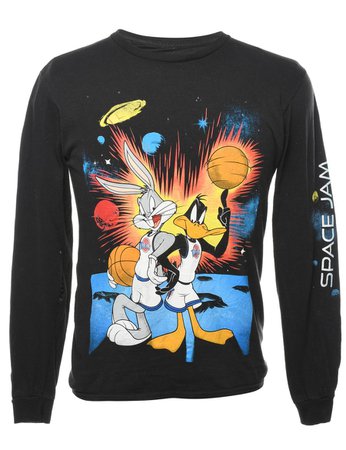 Unisex Daffy Duck Bugs Bunny Cartoon T-shirt Black, S | Beyond Retro - E00657682