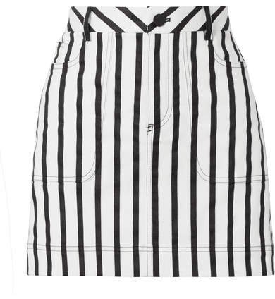Alice Olivia - Gail Striped Cotton-blend Twill Mini Skirt - Black