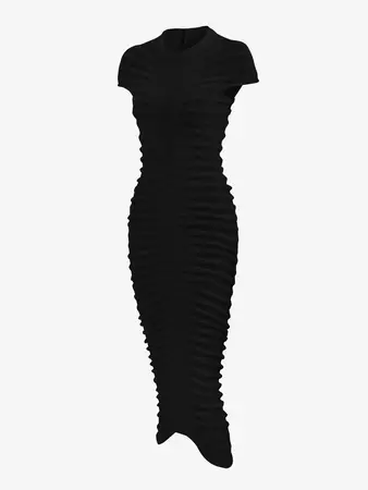 Women's Sexy Knitted See Thru Mock Neck Cap Sleeve Solid Color Midi Bodycon Dress In BLACK | ZAFUL 2023