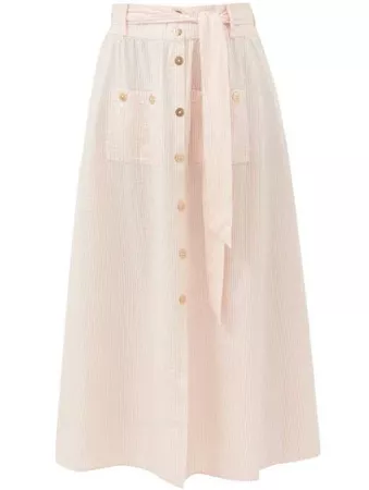 Melissa Odabash - Alisa Candy-Striped Cotton Midi Skirt - Womens - Light Pink | Google Shopping