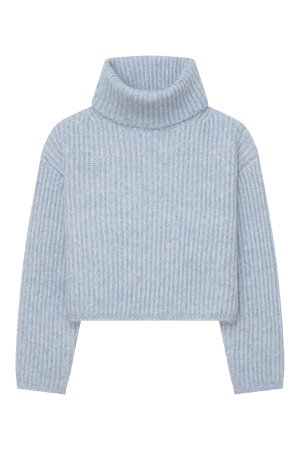 Thakoon Cropped Ribbed Turtleneck Sweater - Light Blue – GUILD