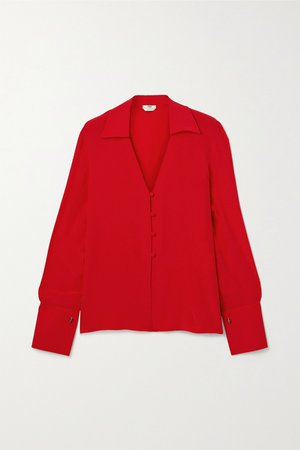 Red Embroidered silk crepe de chine blouse | Fendi | NET-A-PORTER