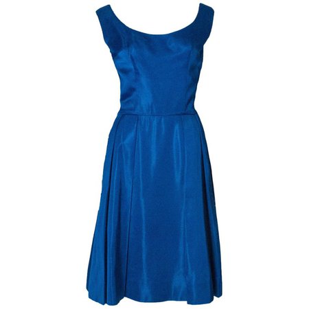 1950s Blue Cocktail Dress For Sale at 1stdibs