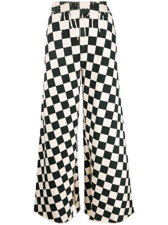MM6 Maison Margiela checkerboard-print wide-leg Trousers - Farfetch