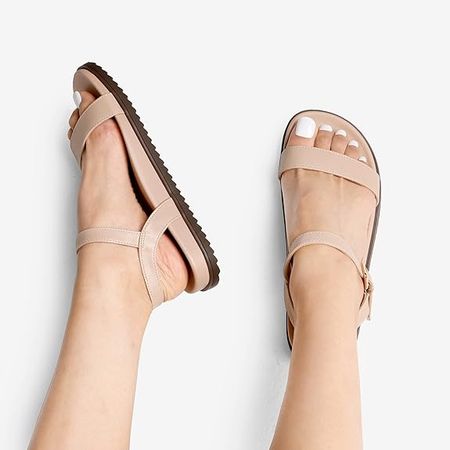 Amazon.com | DREAM PAIRS Women's SDFS2311W Cute Summer Flat Sandals Nude Size 6.5 | Flats