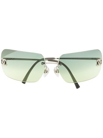 Chanel Pre-Owned Fyrkantiga Solglasögon Från 1990-talet - Farfetch