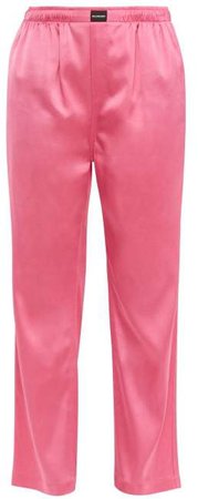 Straight Leg Satin Trousers - Womens - Pink