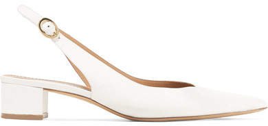 Leather Slingback Pumps - White