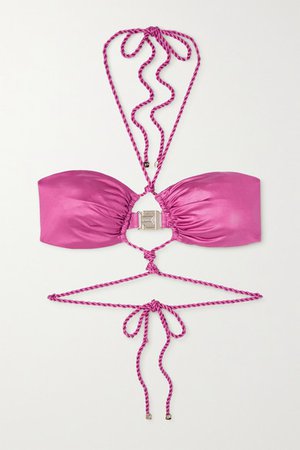 Mileey Rope-detailed Cutout Halterneck Bikini Top - Pink