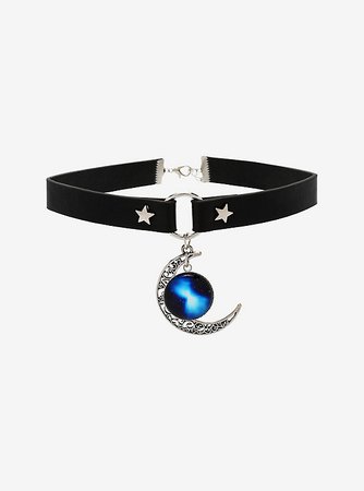 Crescent Moon O-Ring Faux Leather Choker
