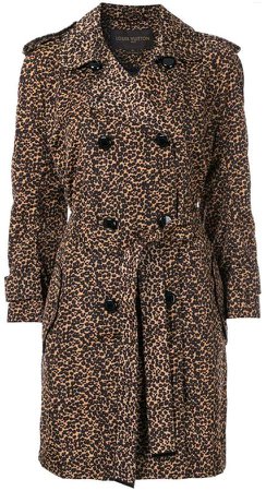 Pre-Owned leopard print trench coat